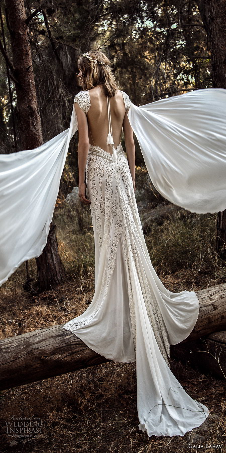 galia lahav gala 4 2018 bridal cap sleeves deep v neck full embellishment elegant sexy side slit sheath wedding dress sweep train (906) bv