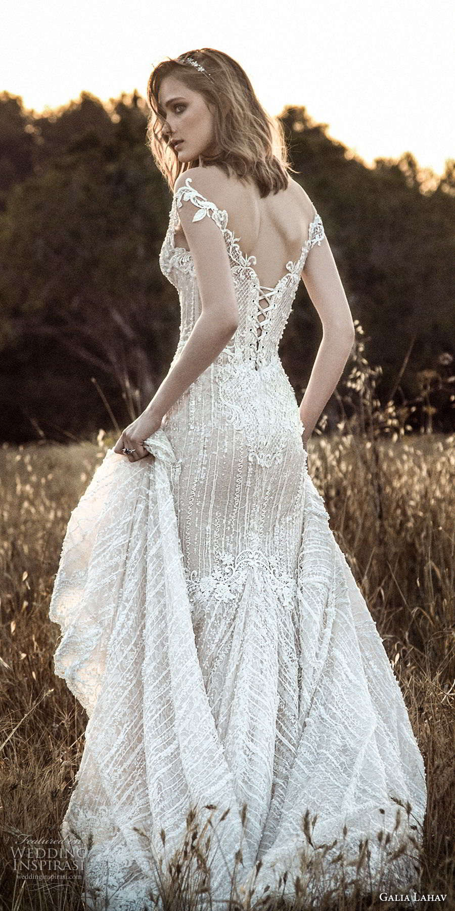 galia lahav gala 4 2018 bridal off the shoulder sweetheart neckline full embellishment elegant mermaid wedding dress mid v back chapel train (909) lv bv