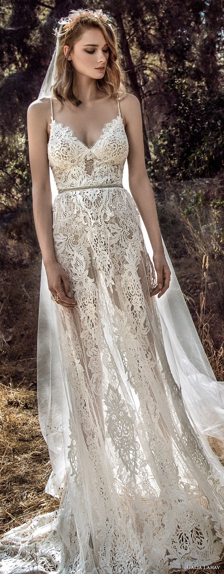 galia lahav gala 4 2018 bridal sleeveless spaghetti strap sweetheart neckline full embellishment romantic soft a  line wedding dress open back sweep train (911) lv