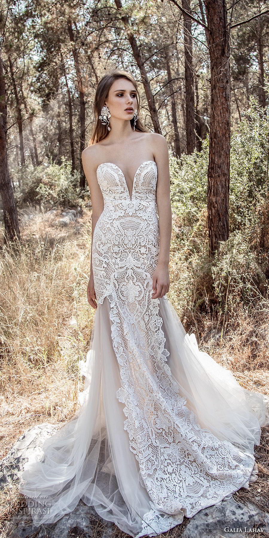 galia lahav gala 4 2018 bridal strapless deep plunging sweetheart neckline full embellishment elegant drop waist a  line wedding dress open low back chapel train (912) mv