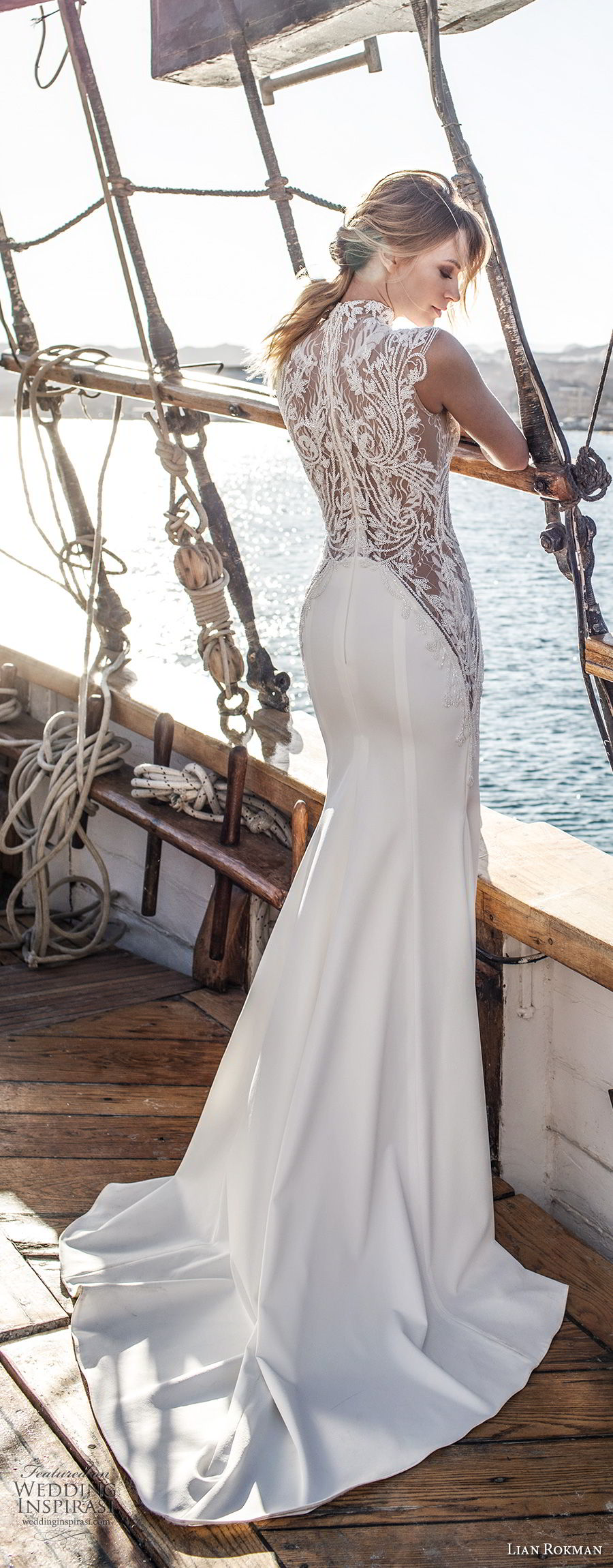 lian rokman 2017 bridal cap sleeves high neck heavily embellished bodice middle split skirt elegant a  line wedding dress covered lace back short train (ruby) bv