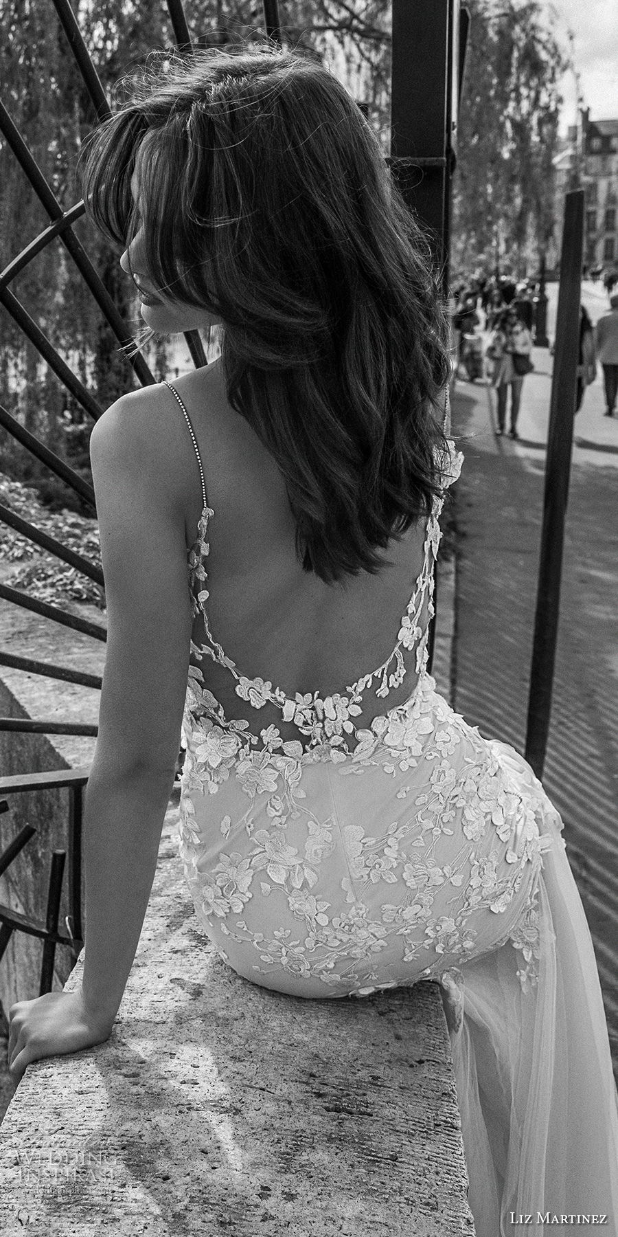 liz martinez 2018 bridal spaghetti strap sweetheart neckline heavily embellished bodice drop waist soft a  line wedding dress open back short train (10) zbv