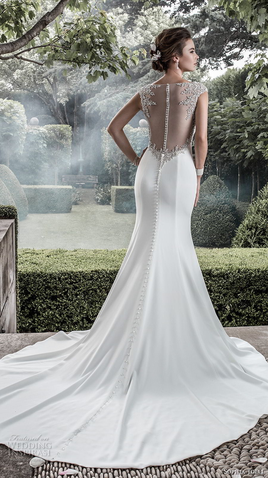 sophia tolli fall 2017 bridal cap sleeves illusion bateau sweetheart neckline embellished neckline simple clean elegant trumpet wedding dress sheer button back chapel train (6) bv sophia tolli fall 2017 bridal cap sleeves illusion bateau sweetheart neckline embellished neckline simple clean elegant trumpet wedding dress sheer button back chapel train (6) bv