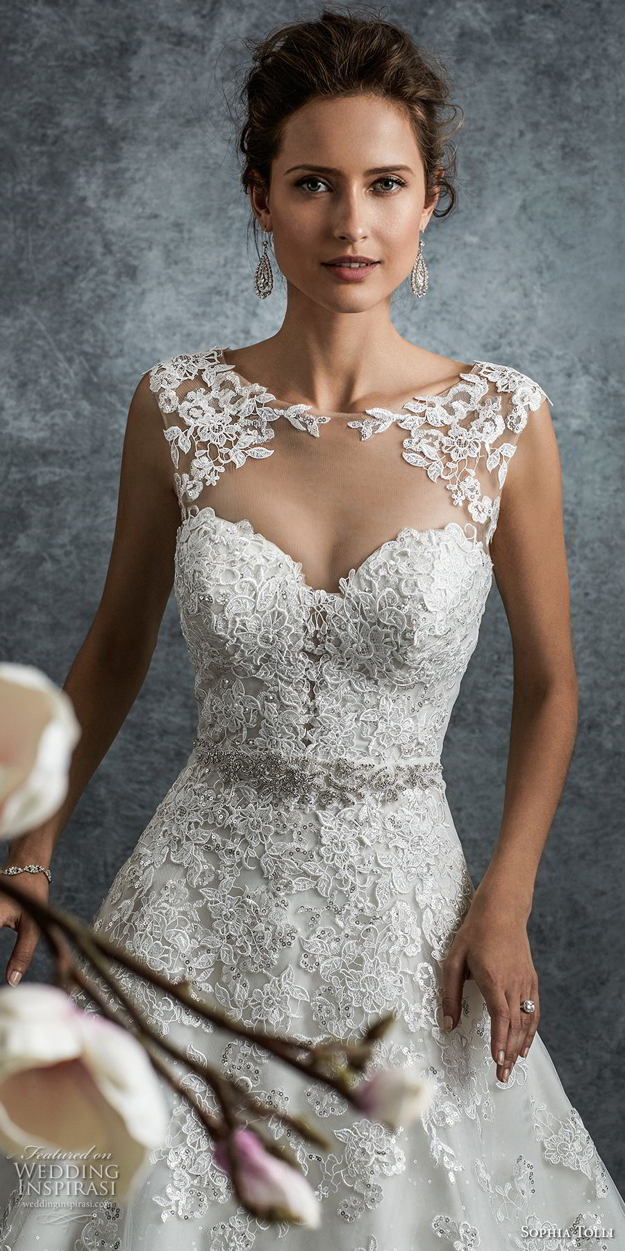 sophia tolli fall 2017 bridal sleeveless illusion boat sweetheart neckline heavily embellished bodice romantic a line wedding dress keyhole back chapel train (9) zv sophia tolli fall 2017 bridal sleeveless illusion boat sweetheart neckline heavily embellished bodice romantic a line wedding dress keyhole back chapel train (9) zv