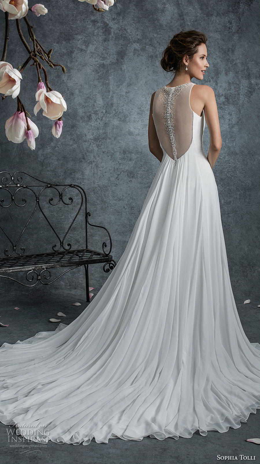 sophia tolli fall 2017 bridal sleeveless illusion jewel deep v neckline simple grecian romantic a line wedding dress sheer back chapel train (17) bv sophia tolli fall 2017 bridal sleeveless illusion jewel deep v neckline simple grecian romantic a line wedding dress sheer back chapel train (17) bv