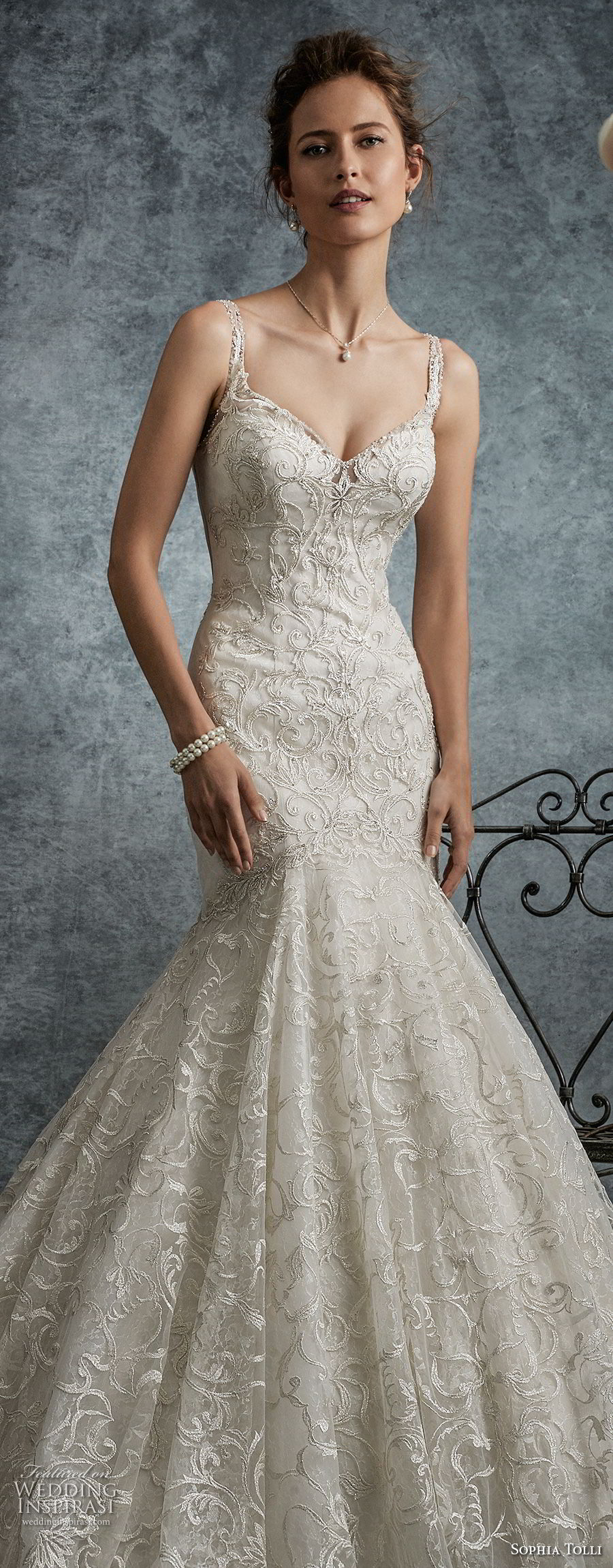 sophia tolli fall 2017 bridal sleeveless strap sweetheart neckline full embellishment elegant trumpet mermaid wedding dress lace back long train (7) zv sophia tolli fall 2017 bridal sleeveless strap sweetheart neckline full embellishment elegant trumpet mermaid wedding dress lace back long train (7) zv