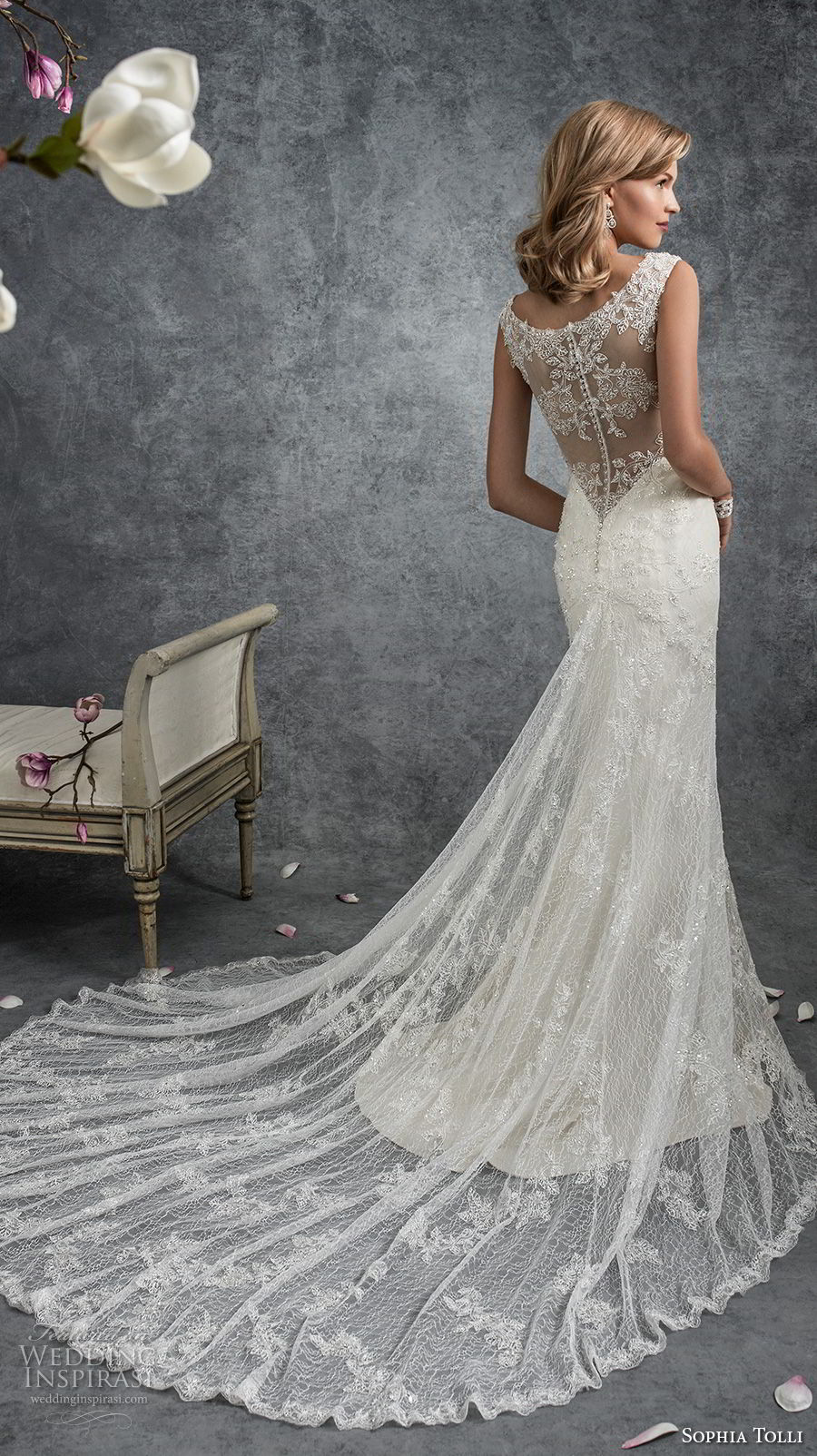 sophia tolli fall 2017 bridal sleeveless thick strap v neck full embellishment elegant fit and flare sheath wedding dress covered lace back chapel train (11) bv sophia tolli fall 2017 bridal sleeveless thick strap v neck full embellishment elegant fit and flare sheath wedding dress covered lace back chapel train (11) bv