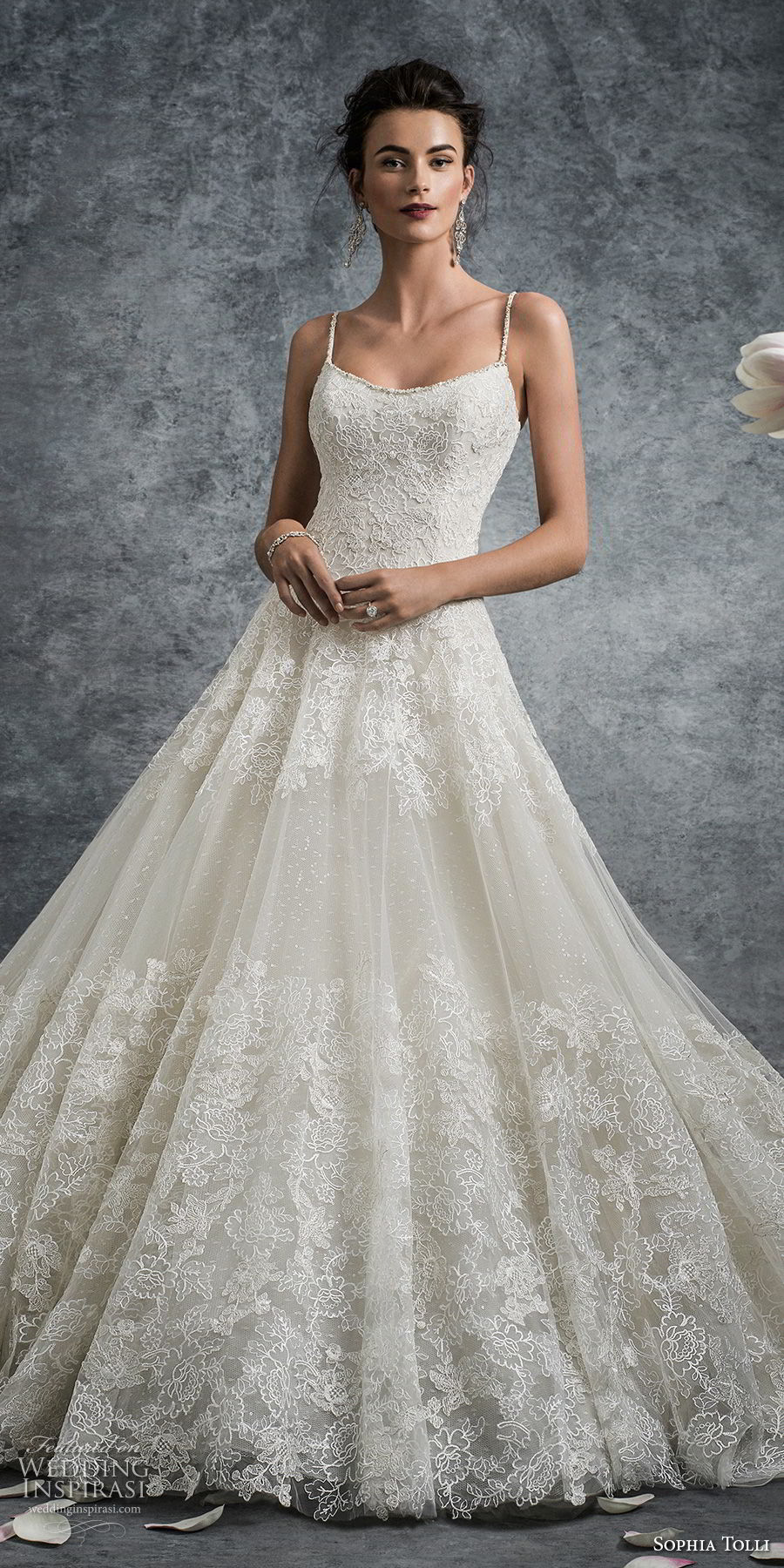 sophia tolli fall 2017 bridal spaghetti strap scoop neckline full embellishment elegant romantic a line wedding dress open scoop back chapel train (15) mv sophia tolli fall 2017 bridal spaghetti strap scoop neckline full embellishment elegant romantic a line wedding dress open scoop back chapel train (15) mv