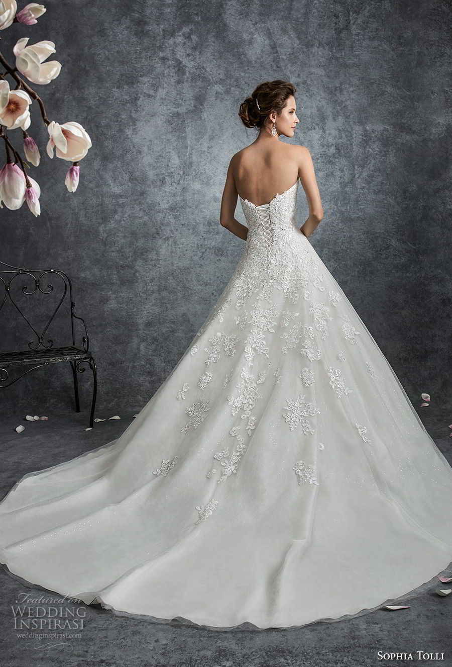 sophia tolli fall 2017 bridal strapless sweetheart neckline heavily embellished bodice romantic a line wedding dress keyhole back chapel train (9) bv sophia tolli fall 2017 bridal strapless sweetheart neckline heavily embellished bodice romantic a line wedding dress keyhole back chapel train (9) bv