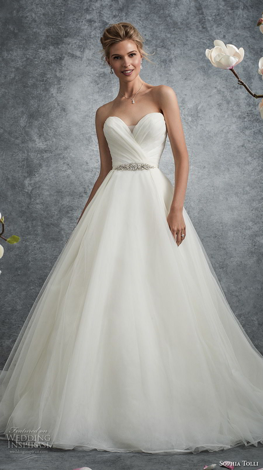 sophia tolli fall 2017 bridal strapless sweetheart neckline wrap over bodice romantic elegant a line wedding dress chapel train (12) mv sophia tolli fall 2017 bridal strapless sweetheart neckline wrap over bodice romantic elegant a line wedding dress chapel train (12) mv