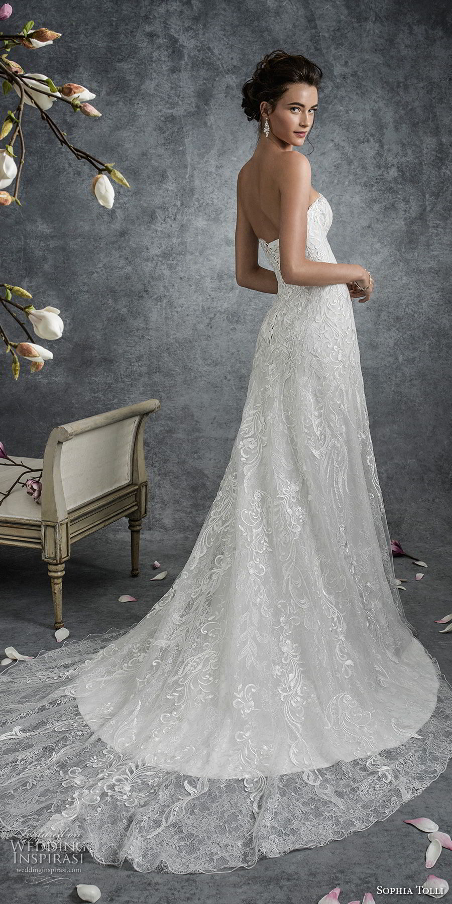 sophia tolli fall 2017 bridal strapless sweethert neckline full embellishment elegant modified a line wedding dress medium train (20) bv sophia tolli fall 2017 bridal strapless sweethert neckline full embellishment elegant modified a line wedding dress medium train (20) bv