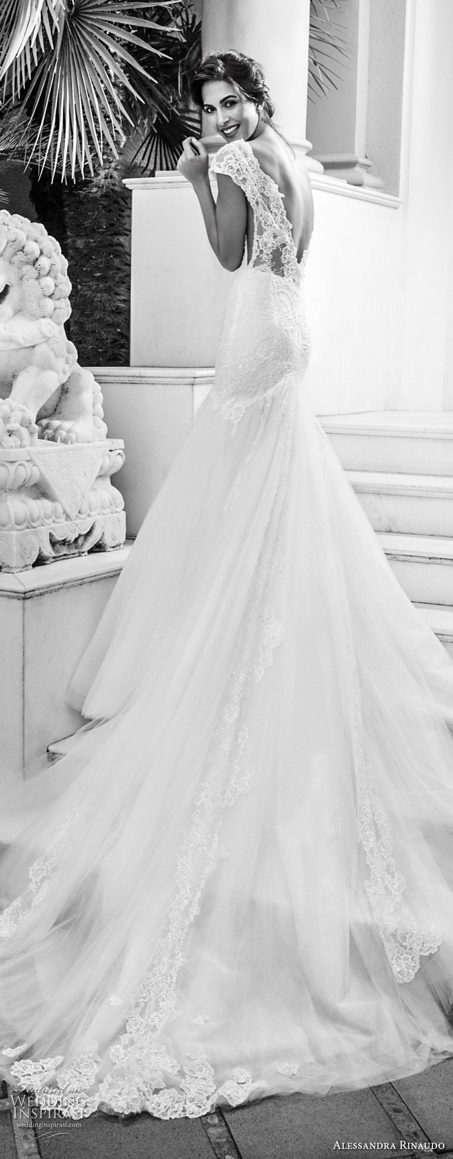 alessandra rinaudo 2018 bridal cap sleeves deep plunging sweetheart neckline heavily embellished bodice elegant mermaid wedding dress open v back chapel train (09) bv