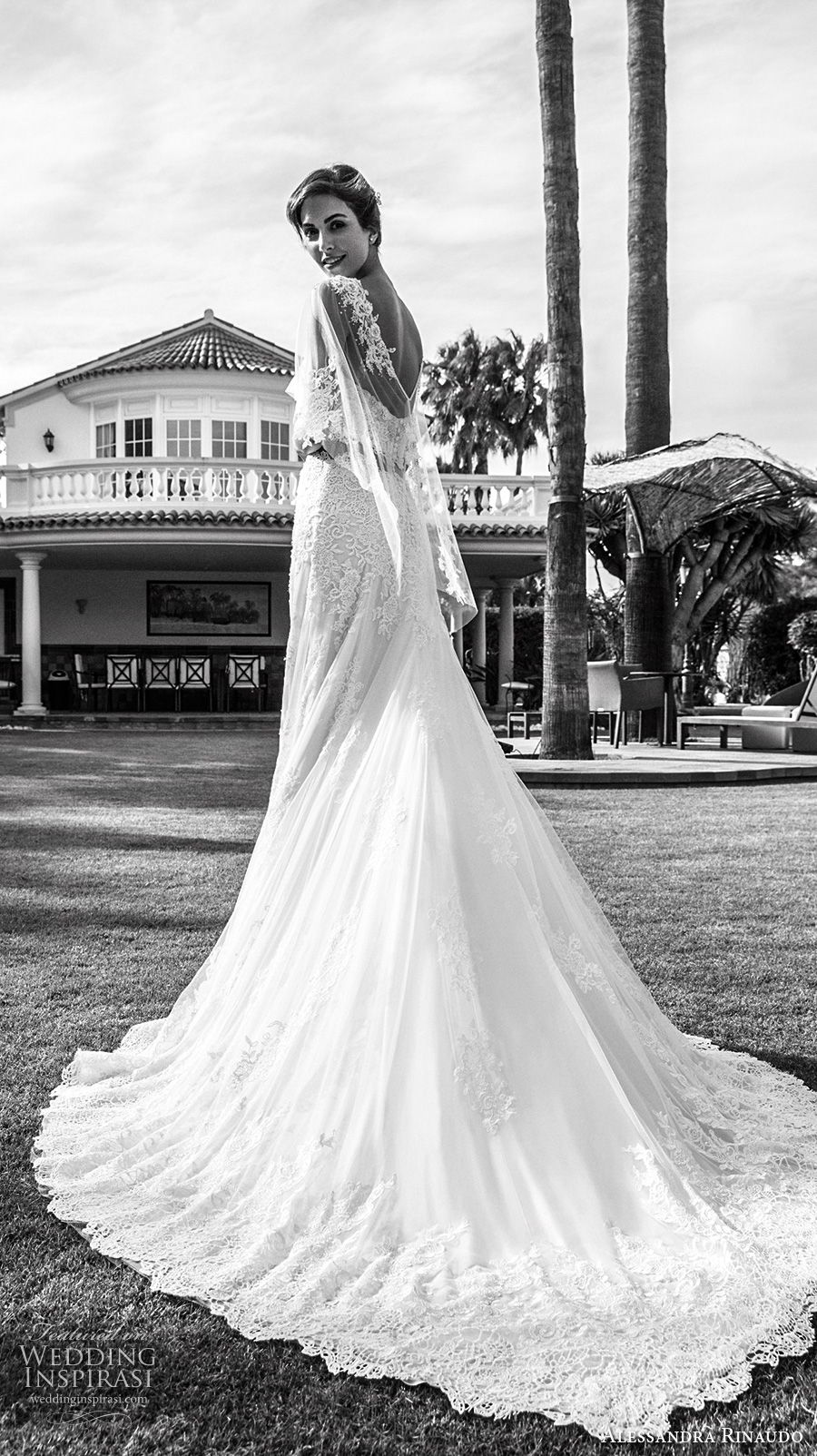 alessandra rinaudo 2018 bridal strapless sweetheart neckline crop top elegant romantic a  line wedding dress with caplet chapel train (28) bv