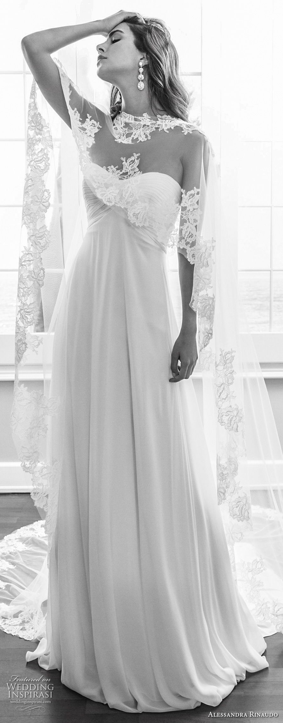 alessandra rinaudo 2018 bridal strapless sweetheart neckline ruched bodice elegant empire wedding dress with caplet chapel train (45) mv