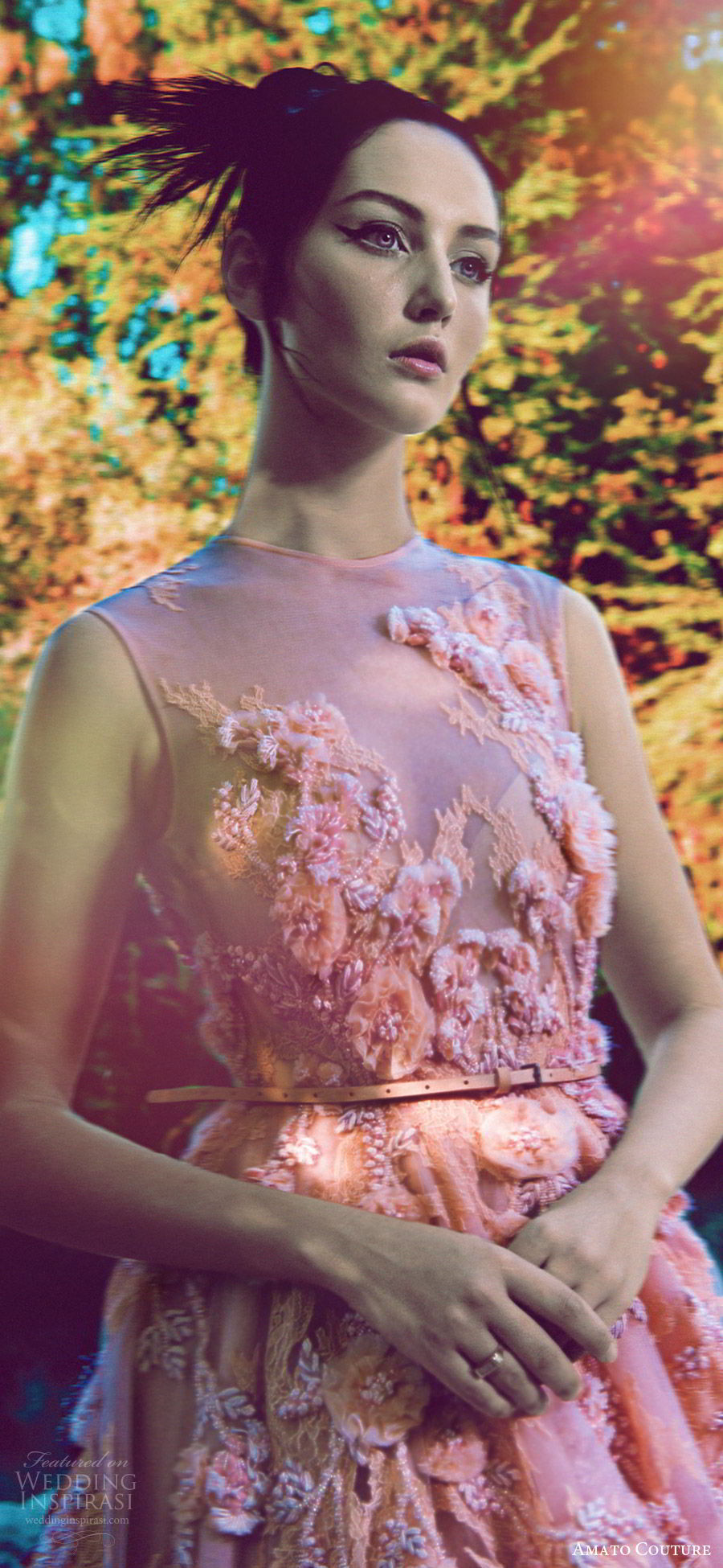 amato couture 2017 secret garden collection sleeveless high neck illusion embellished a line dress blush (2) mv