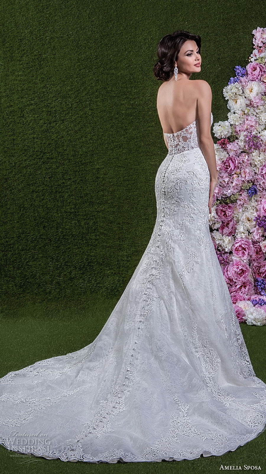 amelia sposa 2018 bridal strapless sweetheart neckline full embellishment elegant mermaid wedding dress chapel train (giuletta) bv