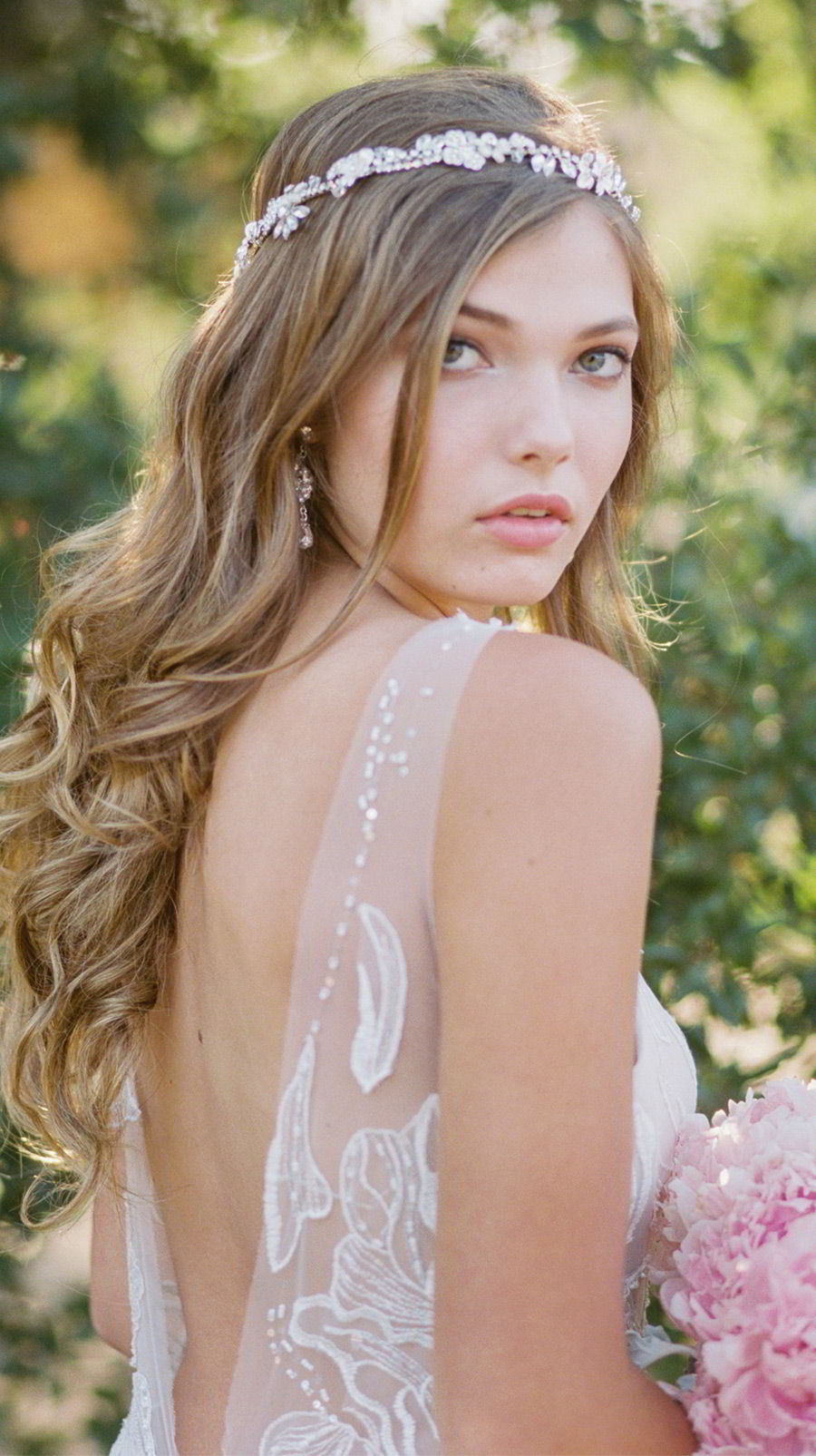 bel aire bridal accessories 6742 metallic bloom halo headpiece romantic wedding gown