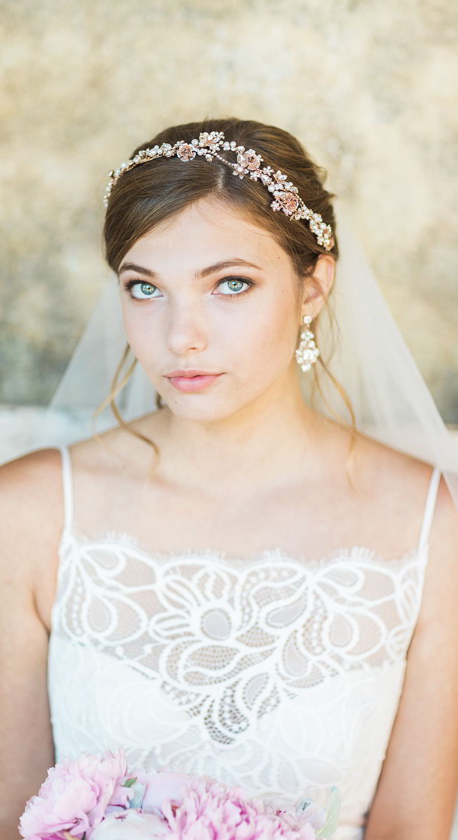 bel aire bridal accessories 6755 metallic rose gold headpiece wedding hair accessory