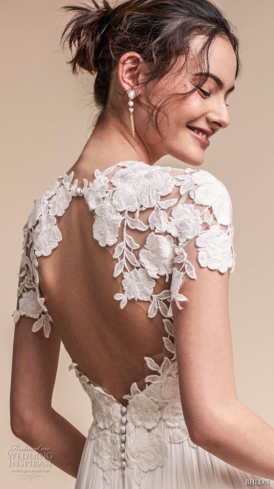 bhldn fall 2017  americana bridal short sleeves jewel neck heavily embellished bodice romantic soft a  line wedding dress keyhole back sweep train (jazelle) zbv