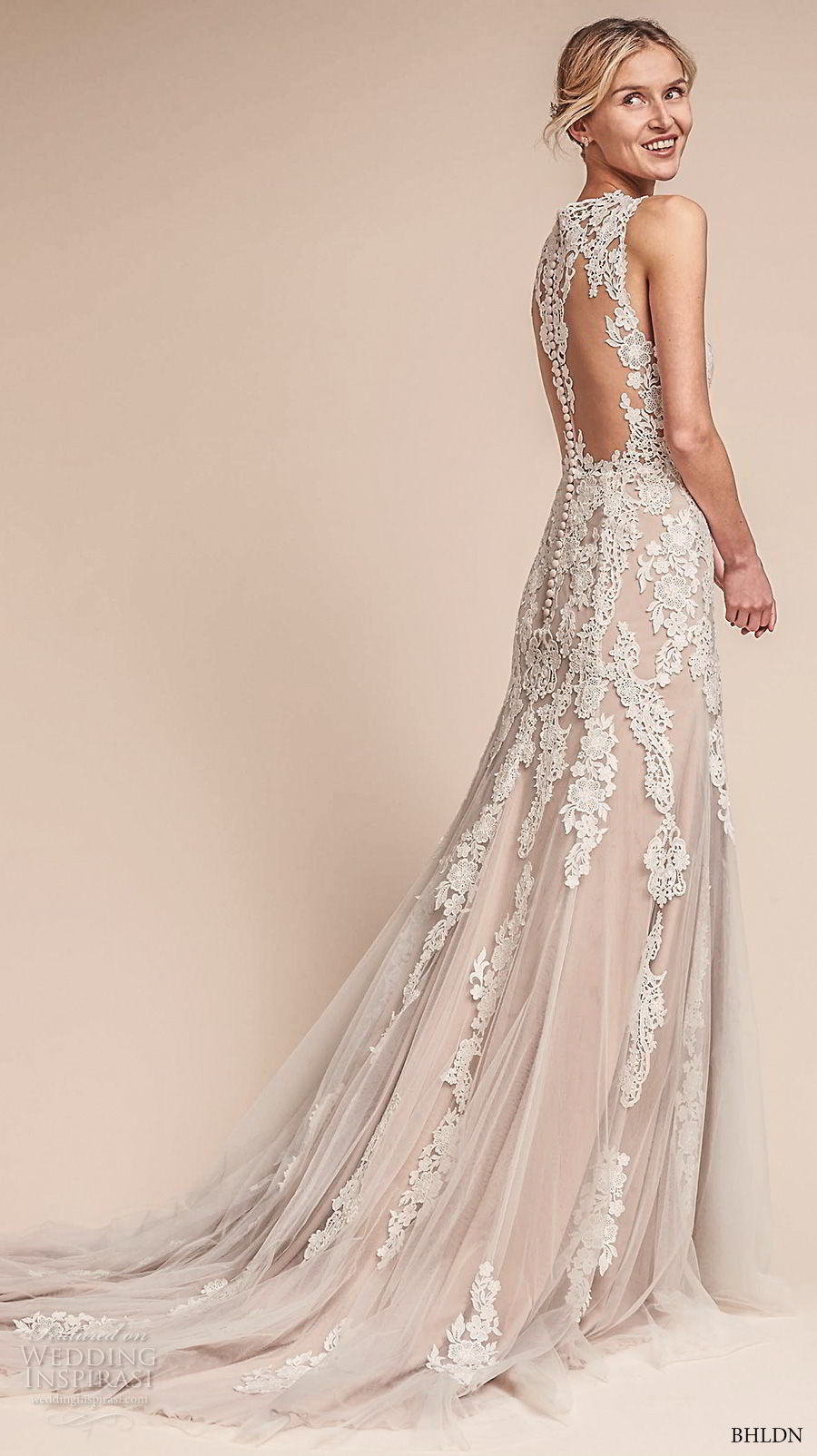 bhldn fall 2017  americana bridal sleeveless embroidered strap heavily embellished bodice elegant romantic sheath a  line wedding dress lace back short train (monarch) bv