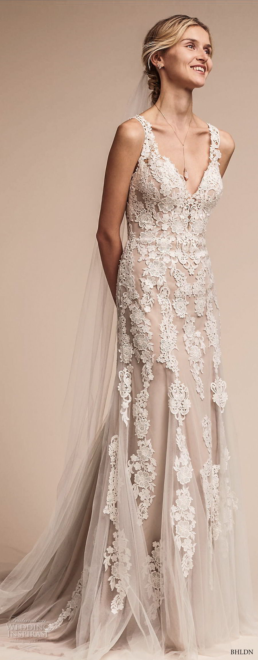 bhldn fall 2017  americana bridal sleeveless embroidered strap heavily embellished bodice elegant romantic sheath a  line wedding dress lace back short train (monarch) fv 