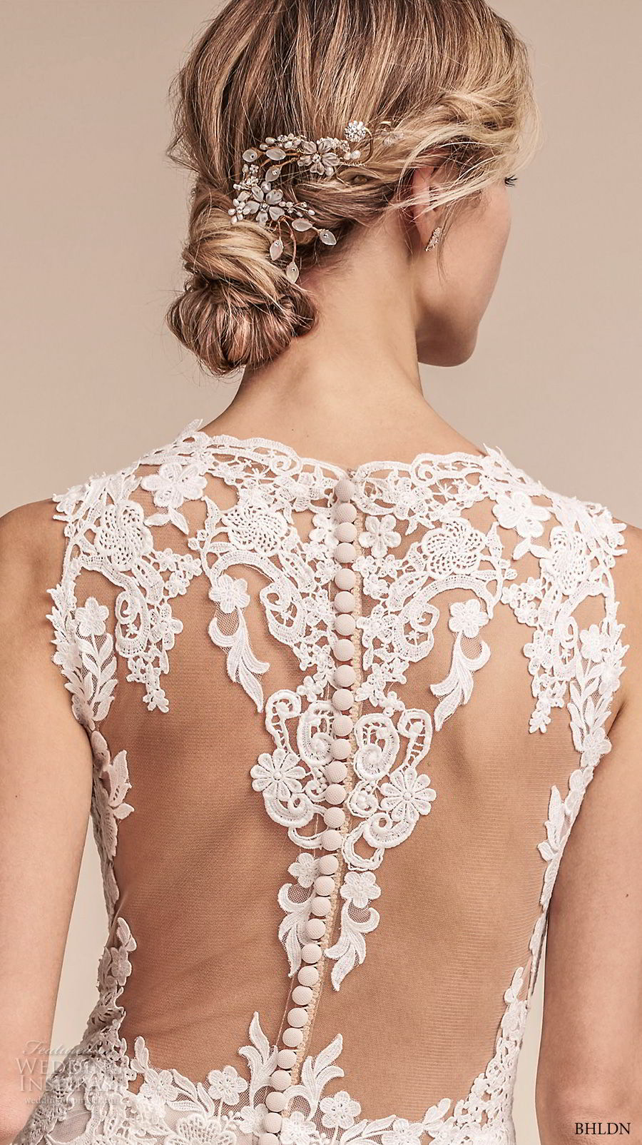 bhldn fall 2017  americana bridal sleeveless embroidered strap heavily embellished bodice elegant romantic sheath a  line wedding dress lace back short train (monarch) zbv