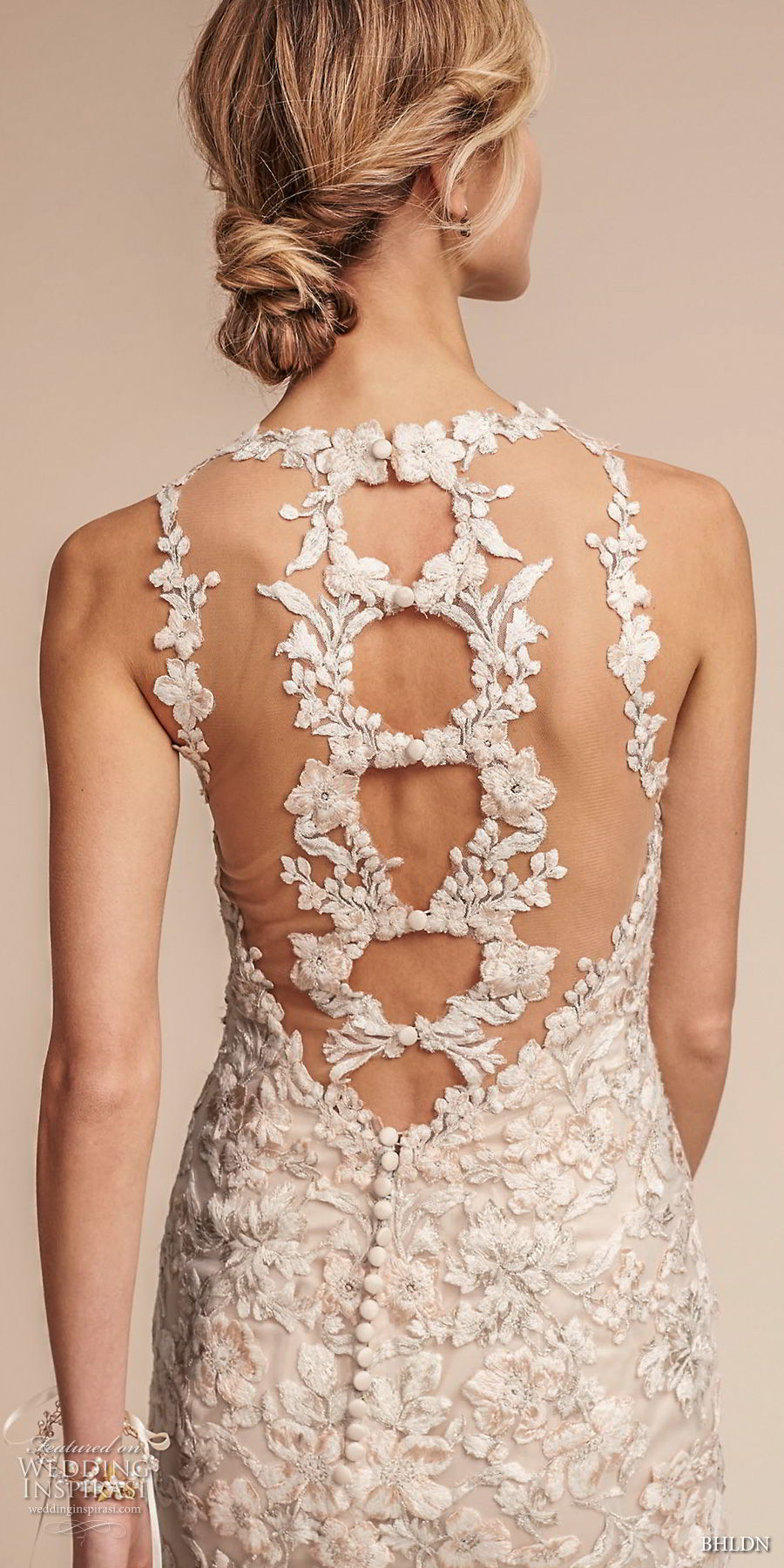 bhldn fall 2017  americana bridal sleeveless illusion jewel neck full embellishment elegant fit and flare wedding dress sheer lace back sweep train (nouveau) zbv