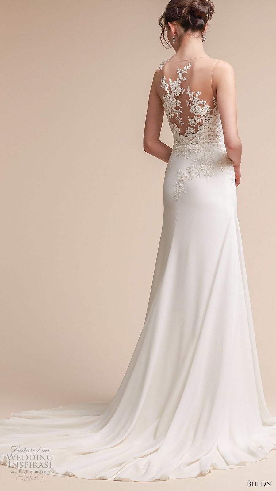 bhldn fall 2017  americana bridal sleevelss illusion bateau sweetheart neckline heavily embellished bodice elegant soft a  line wedding dress sheer lace back medium train (figura) bv