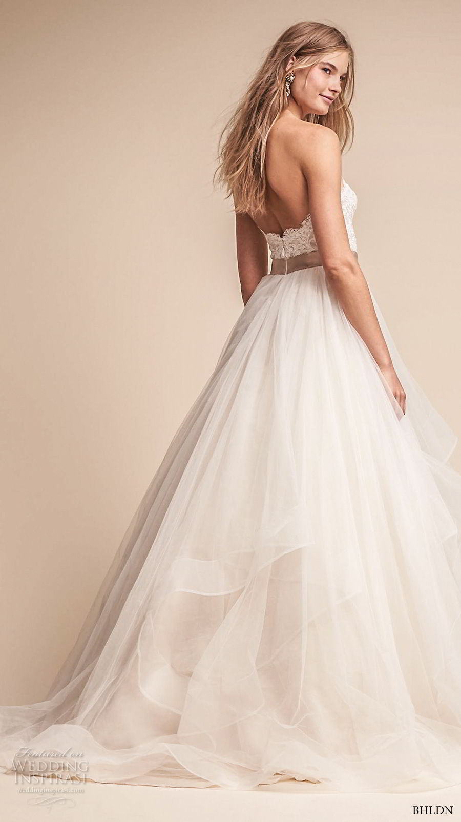 bhldn fall 2017  americana bridal strapless sweetheart neckline heavily embellished bodice layered skirt romantic a  line wedding dress sweep train (rowena) bv