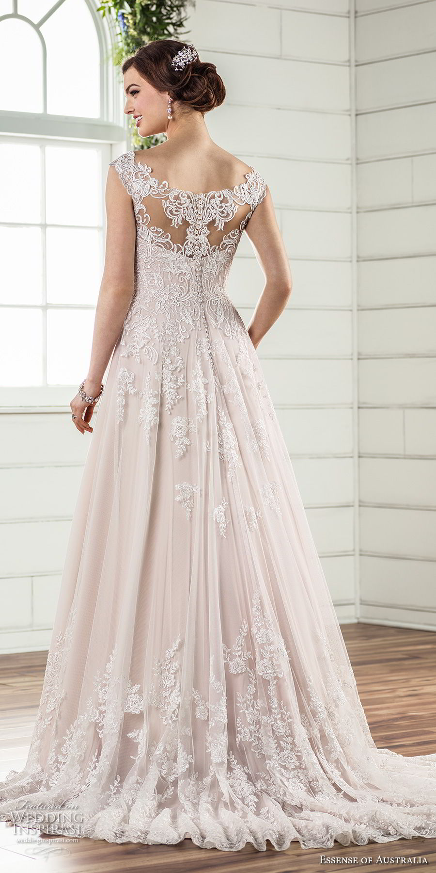 essense australia fall 2017 bridal cap sleeves illusion bateau sweetheart neckline full embellishment romantic blush color a line wedding dress lace back sweep train (27) bv essense australia fall 2017 bridal cap sleeves illusion bateau sweetheart neckline full embellishment romantic blush color a line wedding dress lace back sweep train (27) bv