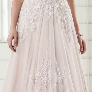 essense australia fall 2017 bridal cap sleeves illusion bateau sweetheart neckline full embellishment romantic blush color a  line wedding dress lace back sweep train (27) lv