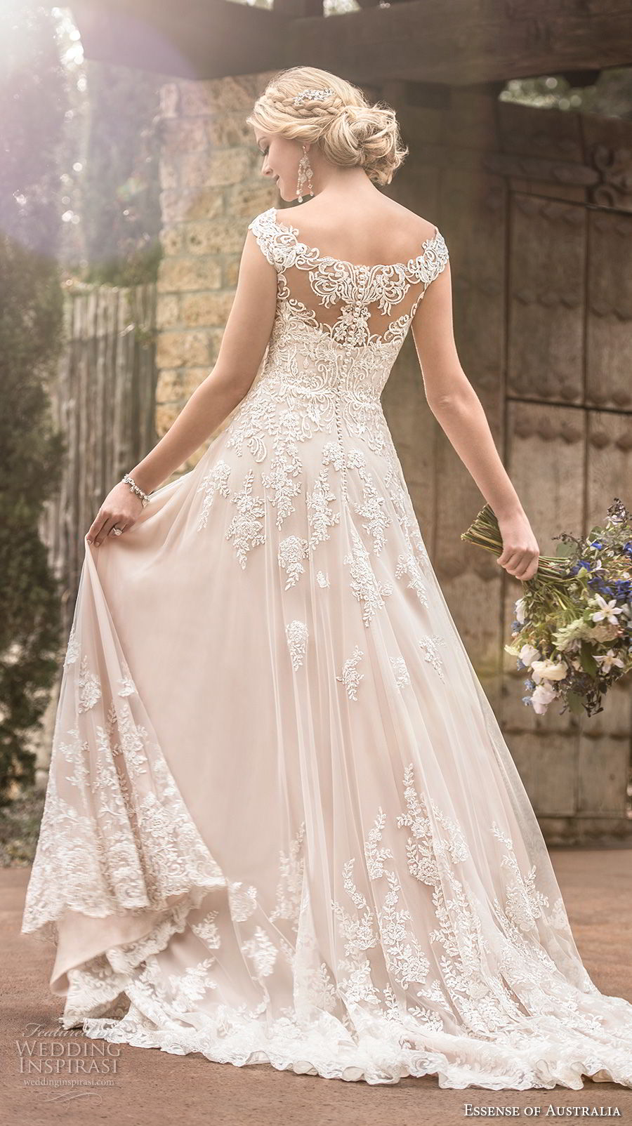 essense australia fall 2017 bridal cap sleeves illusion bateau sweetheart neckline full embellishment romantic blush color a line wedding dress lace back sweep train (27) mv essense australia fall 2017 bridal cap sleeves illusion bateau sweetheart neckline full embellishment romantic blush color a line wedding dress lace back sweep train (27) mv