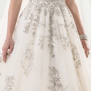 essense australia fall 2017 bridal off the shoulder sweetheart neckline heavily embellished beaded bodice romantic princess ball gown a  line wedding dress chapel train (79) lv