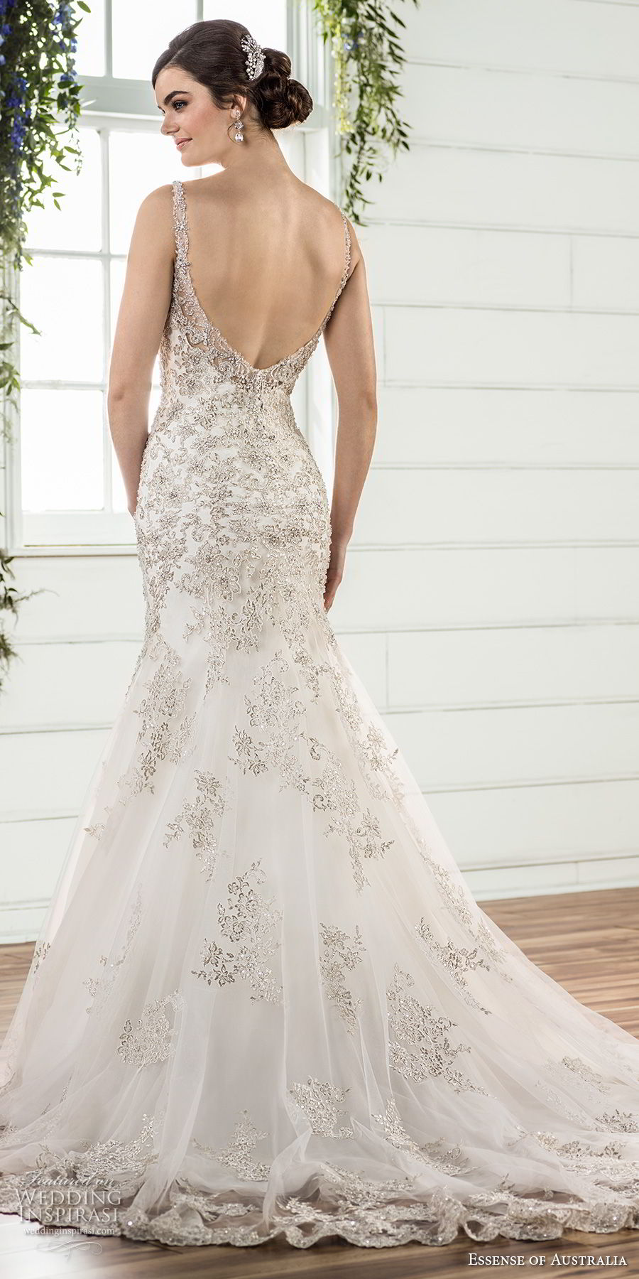 essense australia fall 2017 bridal sleeveless embroidered strap v neck full embellishment elegant fit and flare wedding dress open scoop back chapel train (99) bv essense australia fall 2017 bridal sleeveless embroidered strap v neck full embellishment elegant fit and flare wedding dress open scoop back chapel train (99) bv