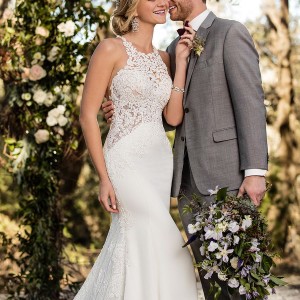 essense australia fall 2017 bridal sleeveless halter jewel neck heavily embellished bodice elegant mermaid wedding dress rasor back chapel train (42) mv