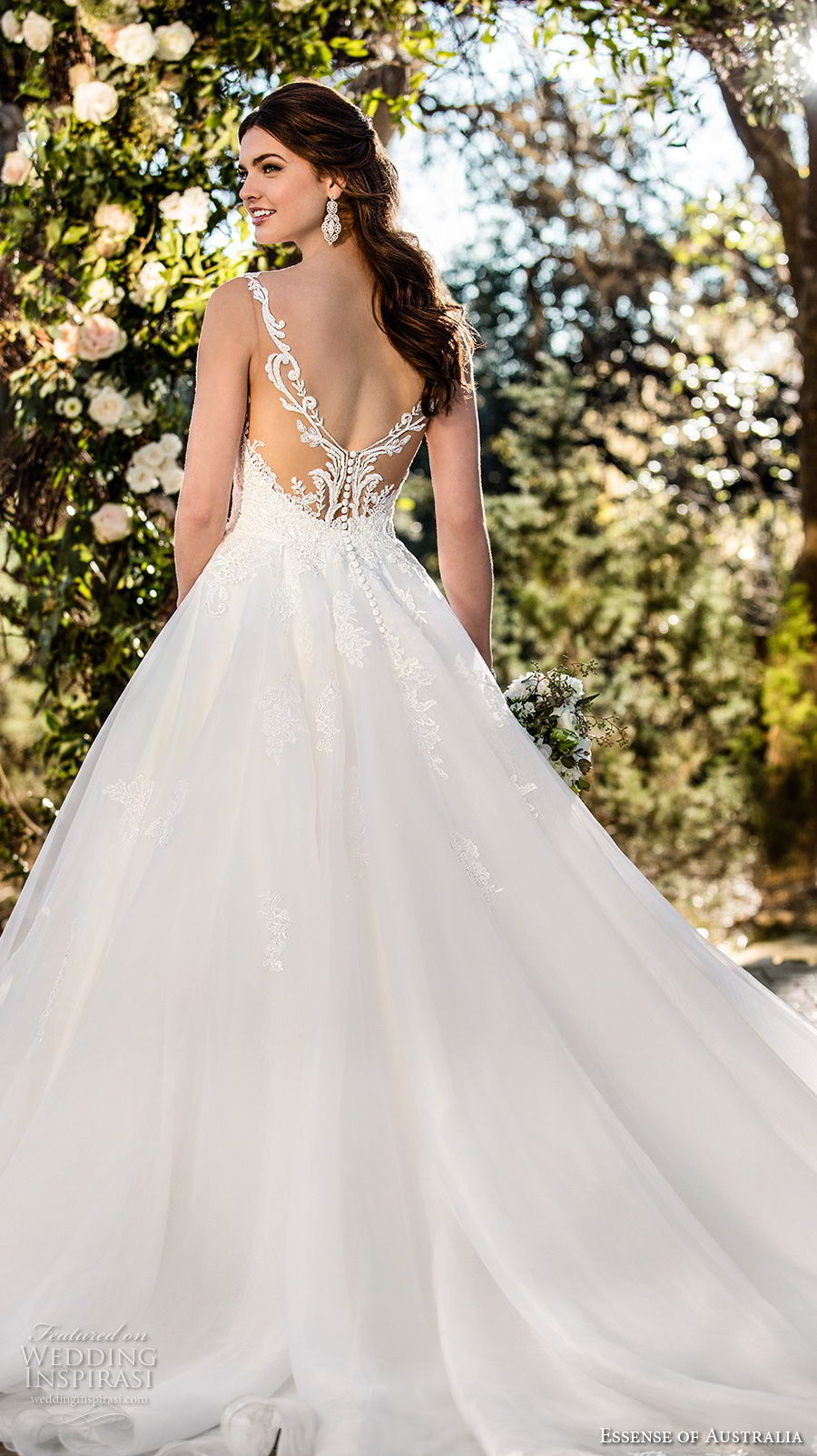 essense australia fall 2017 bridal sleeveless lace strap sweetheart neckline heavily embellished bodice romantic a line wedding dress open scoop back chapel train (43) mv essense australia fall 2017 bridal sleeveless lace strap sweetheart neckline heavily embellished bodice romantic a line wedding dress open scoop back chapel train (43) mv