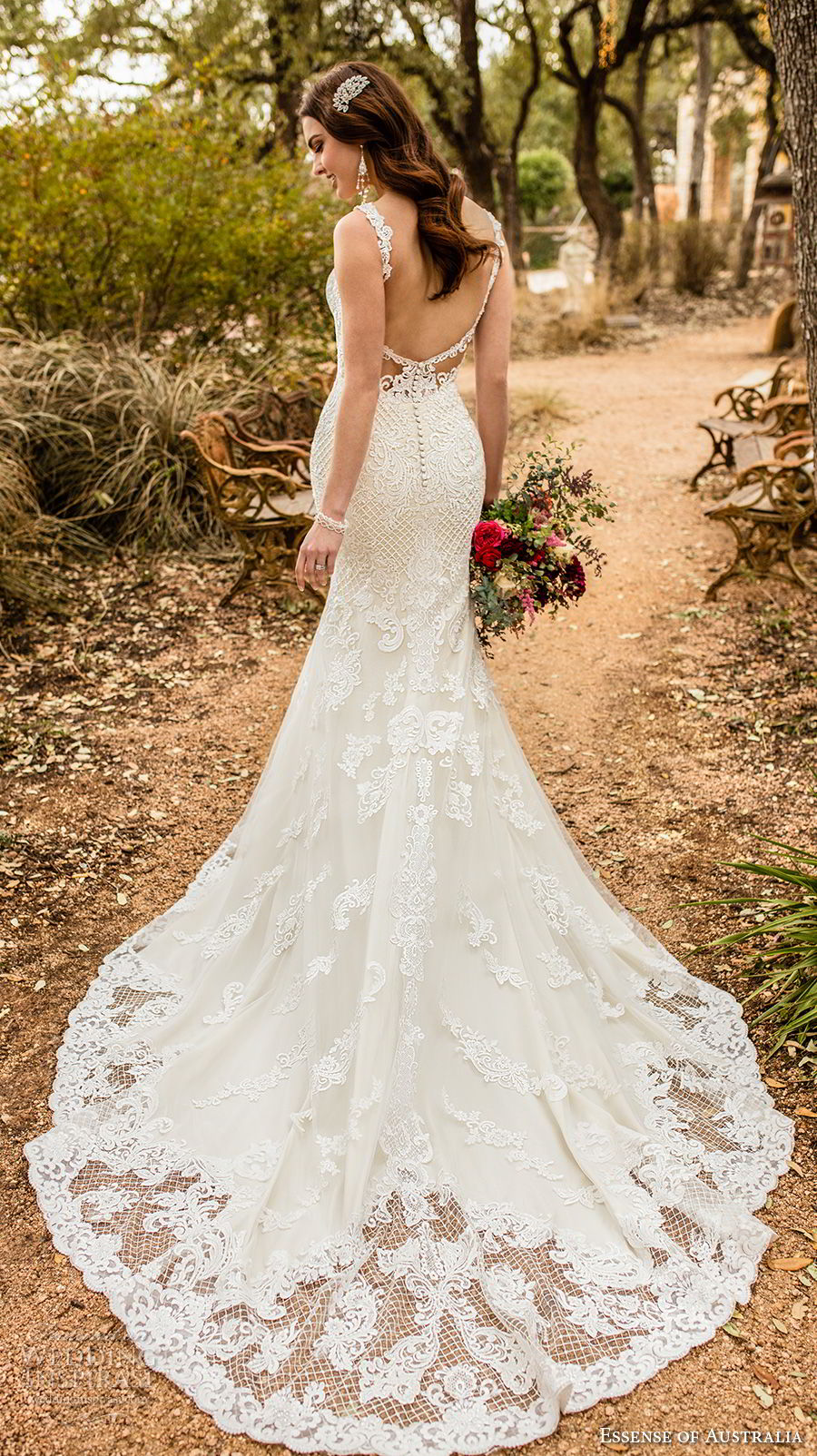 essense australia fall 2017 bridal sleeveless strap sweetheart neckline full embellishment elegant fit and flare wedding dress open scoop back chapel train (23) mv bv essense australia fall 2017 bridal sleeveless strap sweetheart neckline full embellishment elegant fit and flare wedding dress open scoop back chapel train (23) mv bv