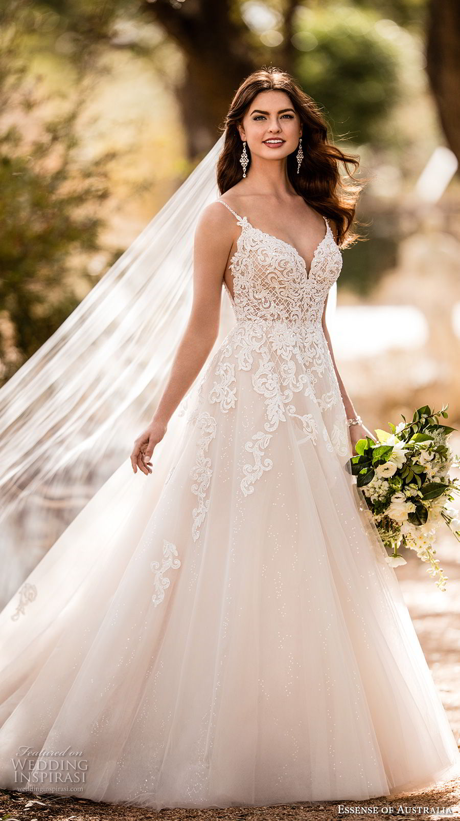 essense australia fall 2017 bridal spaghetti strap sweetheart neckline heavily embellished bodice romantic blush color a line wedding dress open scoop back sweep train (63) mv essense australia fall 2017 bridal spaghetti strap sweetheart neckline heavily embellished bodice romantic blush color a line wedding dress open scoop back sweep train (63) mv