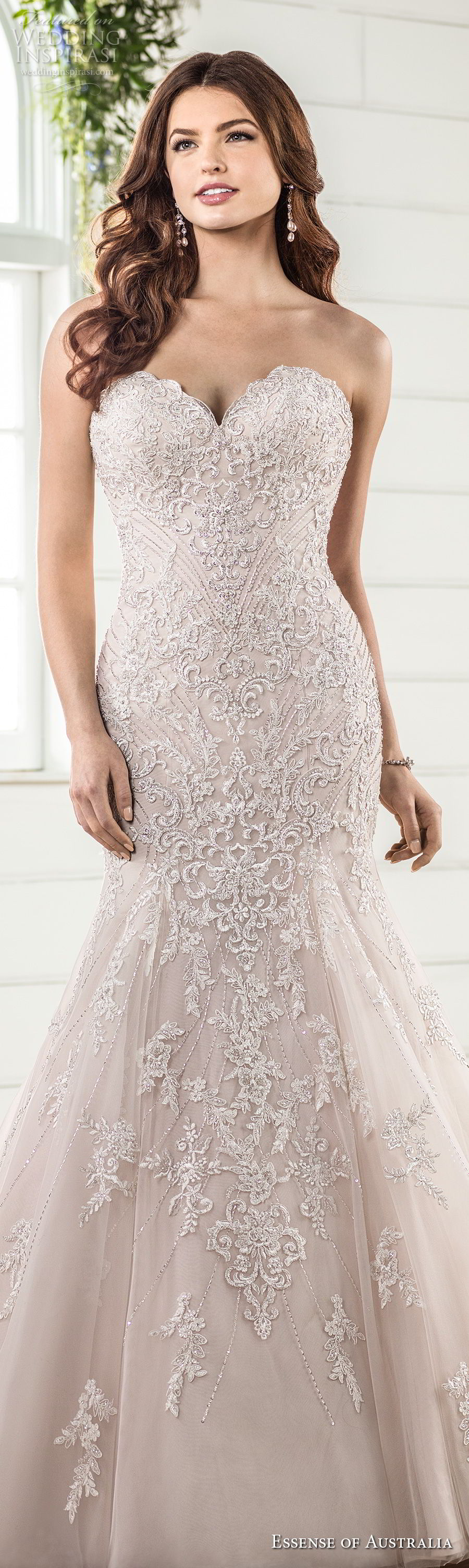 essense australia fall 2017 bridal strapless sweetheart neckline full embellishment elegant romantic blush color mermaid wedding dress chapel train (08) lv essense australia fall 2017 bridal strapless sweetheart neckline full embellishment elegant romantic blush color mermaid wedding dress chapel train (08) lv