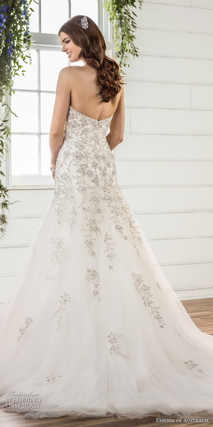 essense australia fall 2017 bridal strapless sweetheart neckline heavily embellished bodice elegant glamorous drop waist a line wedding dress chapel train (98) bv essense australia fall 2017 bridal strapless sweetheart neckline heavily embellished bodice elegant glamorous drop waist a line wedding dress chapel train (98) bv
