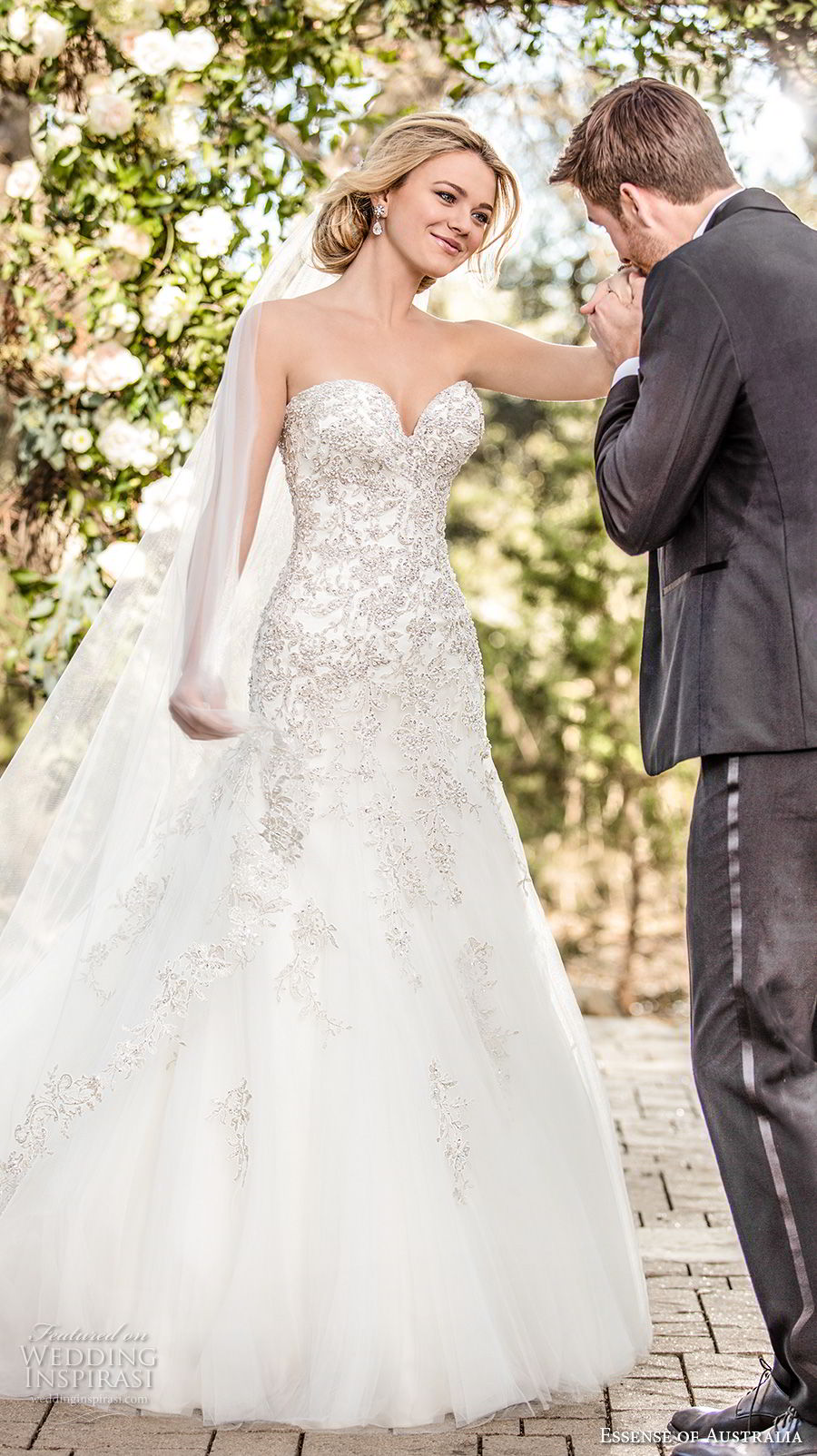 essense australia fall 2017 bridal strapless sweetheart neckline heavily embellished bodice elegant glamorous drop waist a line wedding dress chapel train (98) mv essense australia fall 2017 bridal strapless sweetheart neckline heavily embellished bodice elegant glamorous drop waist a line wedding dress chapel train (98) mv
