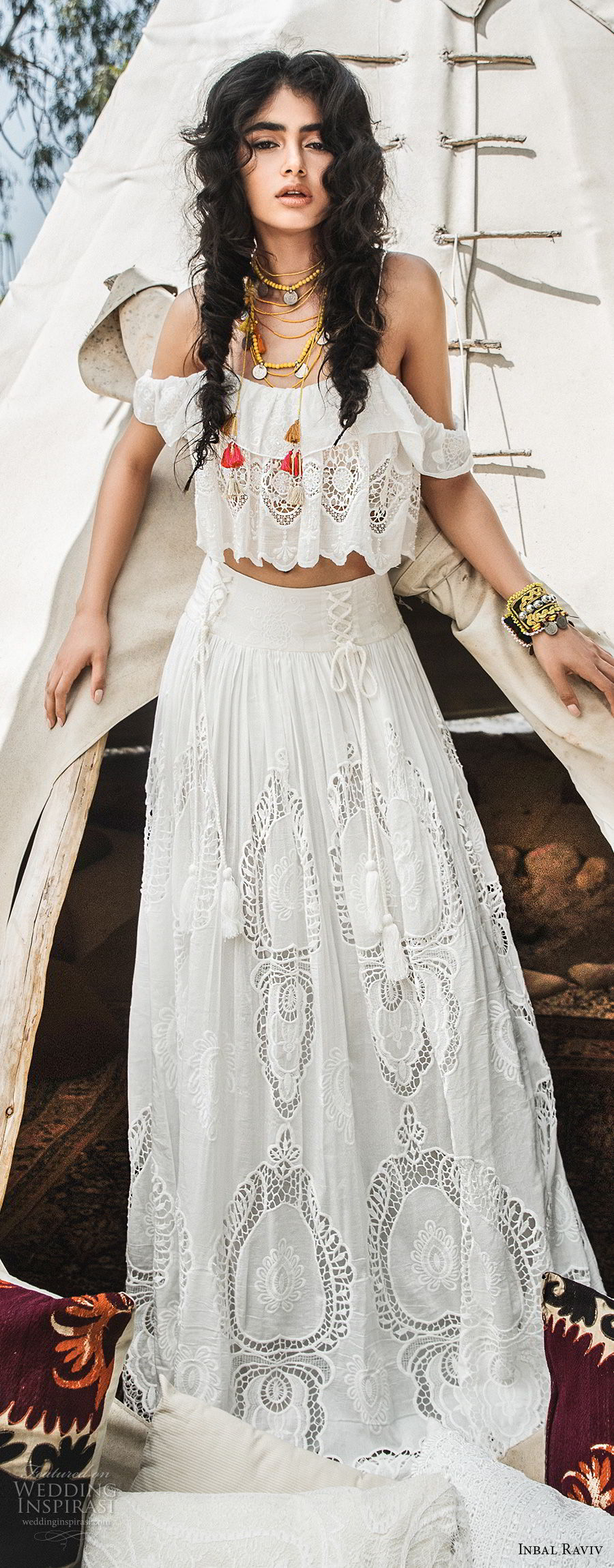 inbal raviv 2017 bridal cold shoulder thin strap full embellishment crop top bohemian soft a line wedding dress sweep train (lusia) mv inbal raviv 2017 bridal cold shoulder thin strap full embellishment crop top bohemian soft a line wedding dress sweep train (lusia) mv