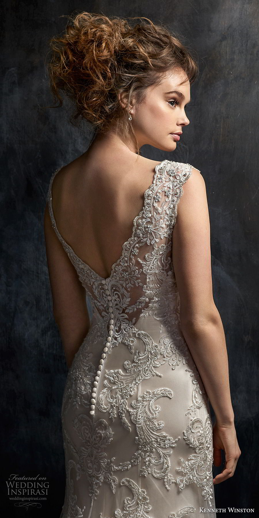 kenneth winston fall 2017 bridal sleeveless thick strap v neck full embellishment drop waist elegant a  line wedding dress open v back chapel train (43) zbv