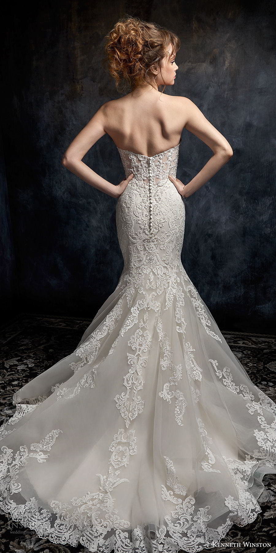 kenneth winston fall 2017 bridal strapless sweetheart neckline full embellishment elegant romantic mermaid wedding dress chapel train (42) bv