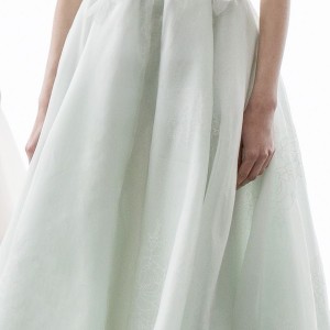 strapless sweetheart neckline heavily embellished bodice romantic green color a  line wedding dress chapel train (amellia) lv