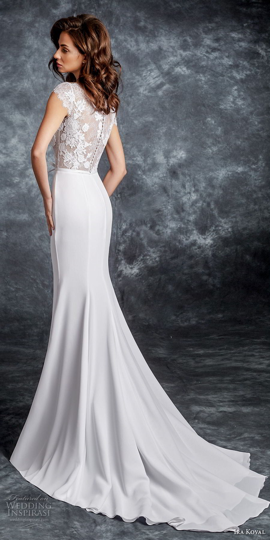 ira koval 2017 bridal cap sleeves bateau neck heavily embellished bodice elegant sheath wedding dress covered lace back sweep train (626) bv