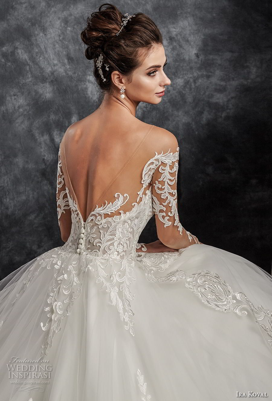 ira koval 2017 bridal long sleeves off the shoulder sweetheart neckline heavily embellished bodice elegant romantic ball gown a  line wedding dress open back sweep train (616) zbv