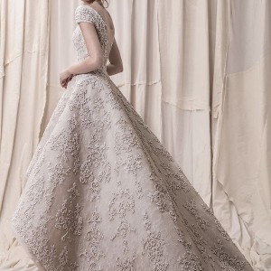 krikor jabotian spring 2018 bridal cap sleeves bateau neckline full embellishment princess glamorous high low a  line wedding dress open v back chapel train (03) bv