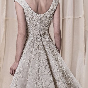 krikor jabotian spring 2018 bridal cap sleeves scoop neckline full embellishment elegant glamorous sheath wedding dress a  line overskirt chapel train (10) zbv