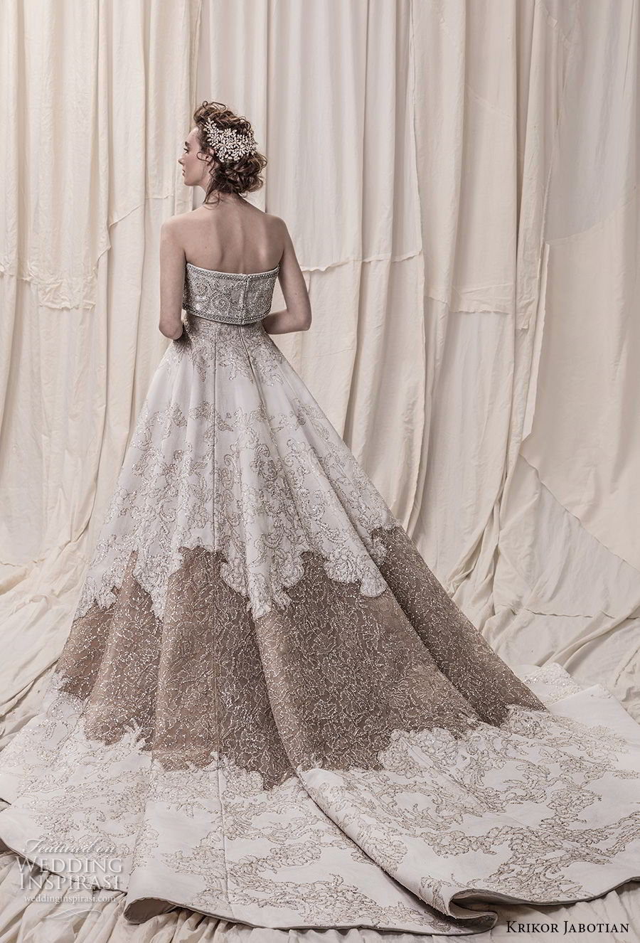 krikor jabotian spring 2018 bridal strapless straight across neckline full embellishment princess glamorous a  line wedding dress royal train (09) bv